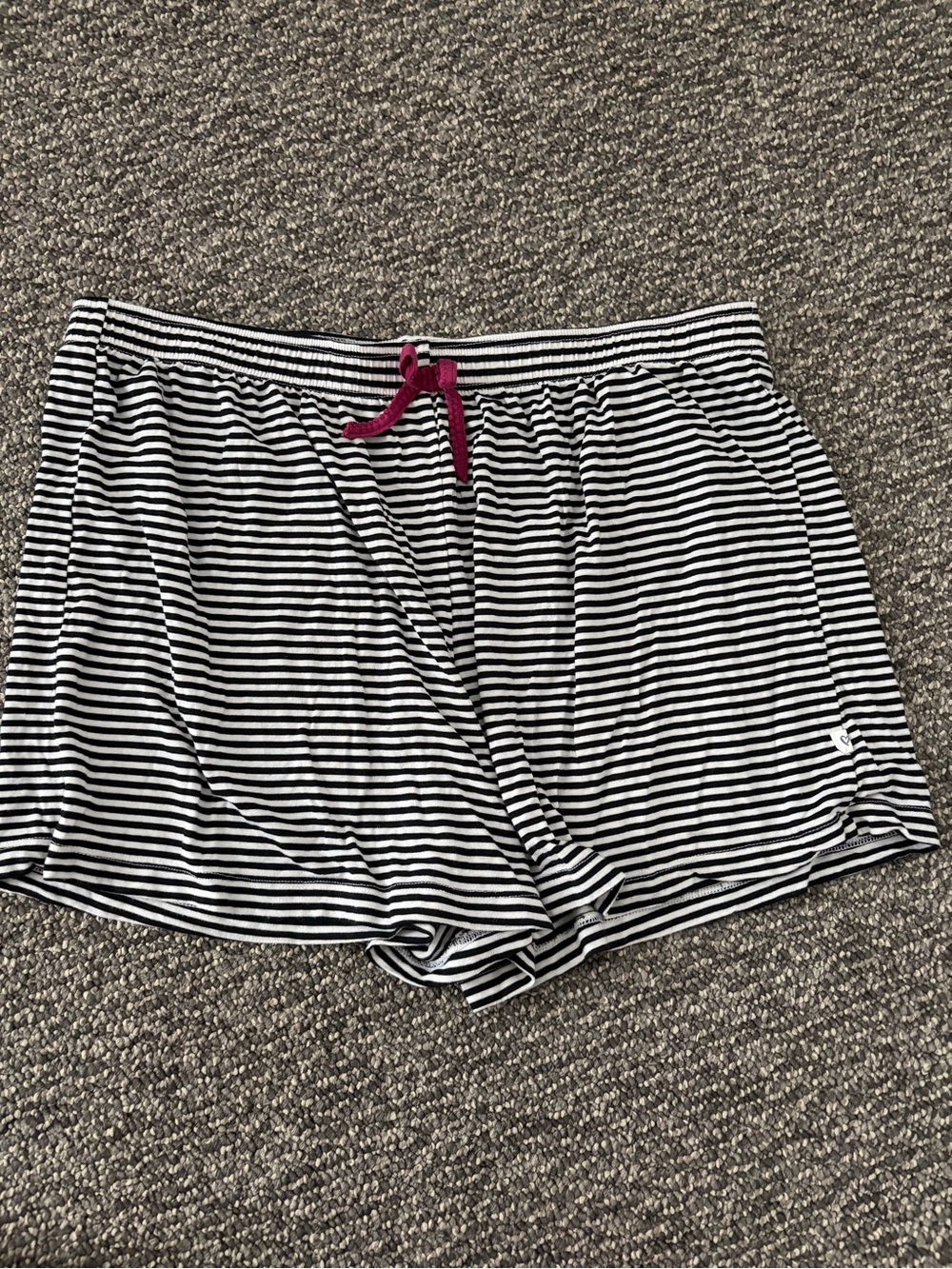 Striped Black & White Lounge Skort with Pink Drawcord